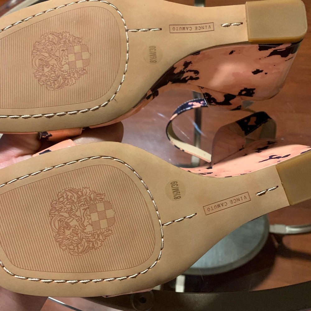 Vince Camuto Pink and Navy Ankle-Strap Heels - Picture 2 of 2